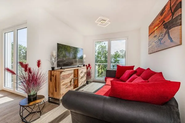 Wohnzimmer  Ferienwohnung Pia mit Fitness, Sauna  und Freizeitbereich
