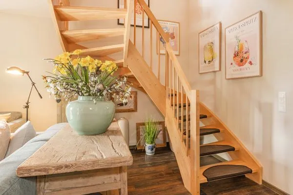 Wohnzimmer  Ferienhaus Ferdinand mit Sauna, Kamin und Terrasse - Hunde willkommen