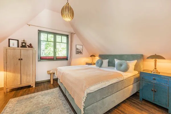 Schlafzimmer  Ferienhaus Ferdinand mit Sauna, Kamin und Terrasse - Hunde willkommen