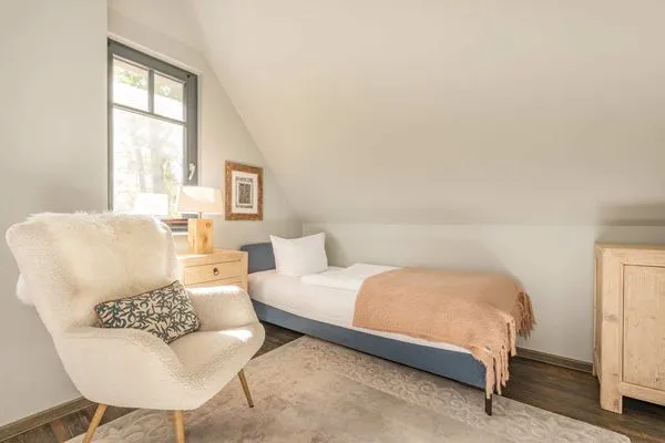 Schlafzimmer  Ferienhaus Ferdinand mit Sauna, Kamin und Terrasse - Hunde willkommen