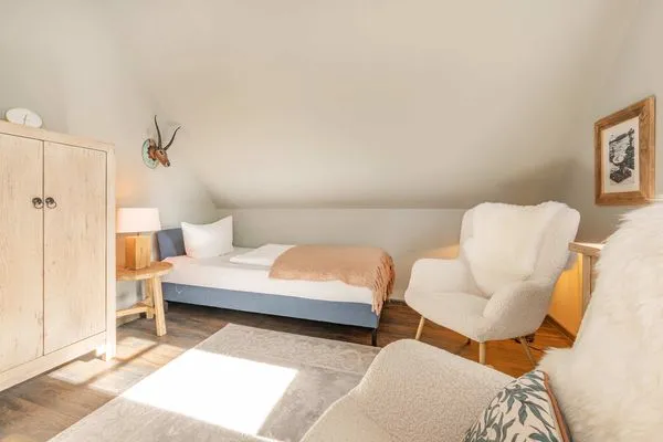 Schlafzimmer  Ferienhaus Ferdinand mit Sauna, Kamin und Terrasse - Hunde willkommen