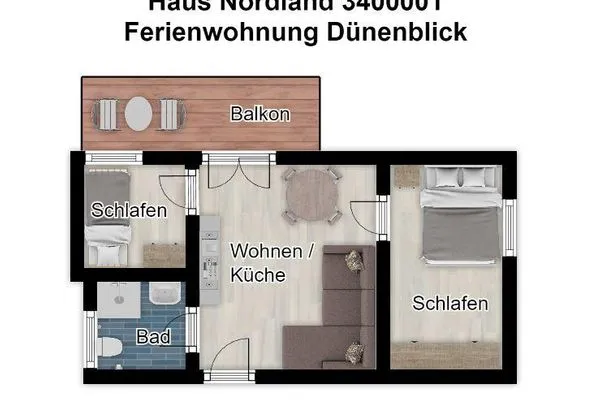 Grundriss Haus Nordland Ferienwohnung Dünenblick