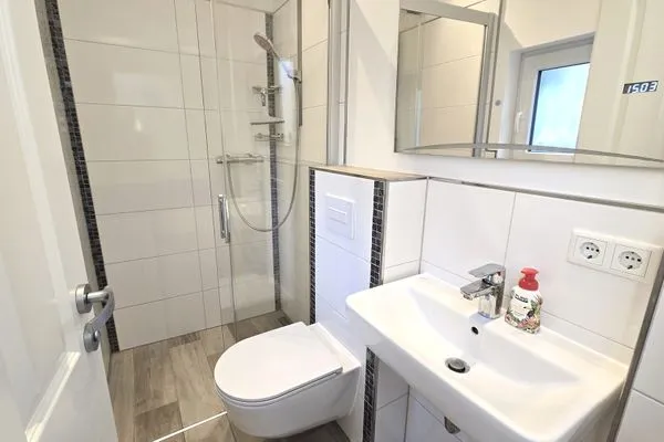Badezimmer  Ferienhaus "Rachel III" im Ferienpark Holm an der Ostsee