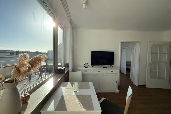 Wohnzimmer Ferienwohnung im Haus Strandstr.22 Hoja App. 63/ TG Platz Nr. 105  obere Ebene