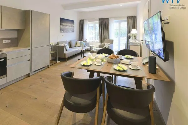 Wohnzimmer / Essbereich Haus Nordland Ferienwohnung Dünenkoje