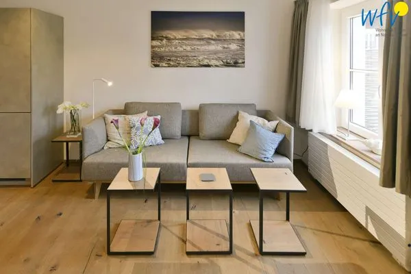 Wohnzimmer Haus Nordland Ferienwohnung Dünenkoje