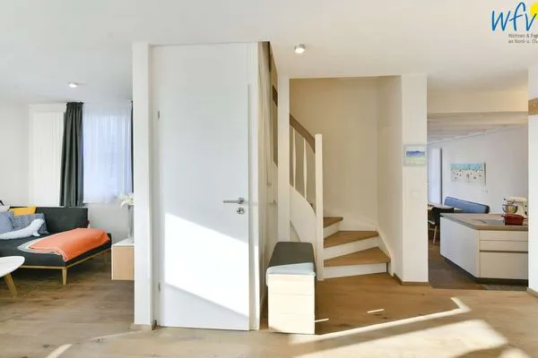 Wohnzimmer / Flur Haus Nordland Ferienwohnung Gartenblick