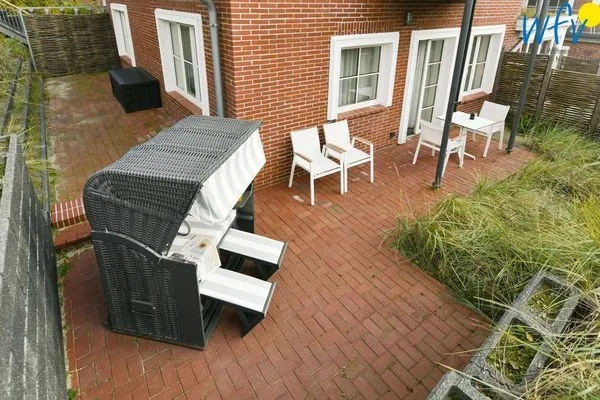 Terrasse Haus Nordland Ferienwohnung Dünenkoje