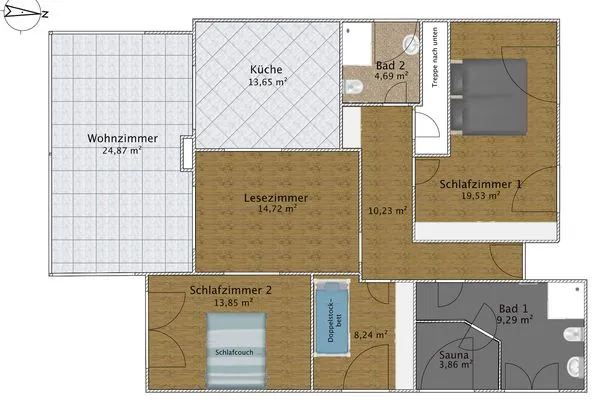 Grundriss der Ferienwohnung Gorch Fock im Haus Kap Hoorn in Wittdün auf Amrum Haus Kap Hoorn Ferienwohnung Gorch Fock