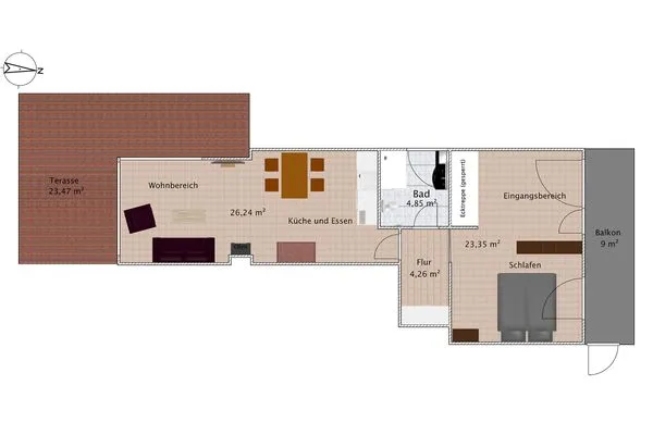 Grundriss der Ferienwohnung Passat im Haus Kap Hoorn in Wittdün auf Amrum Haus Kap Hoorn Ferienwohnung Passat