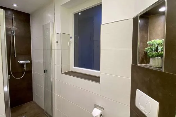 Badezimmer Strandhaus Ferienwohnung Lee