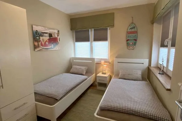 Schlafzimmer Strandhaus Ferienwohnung Lee