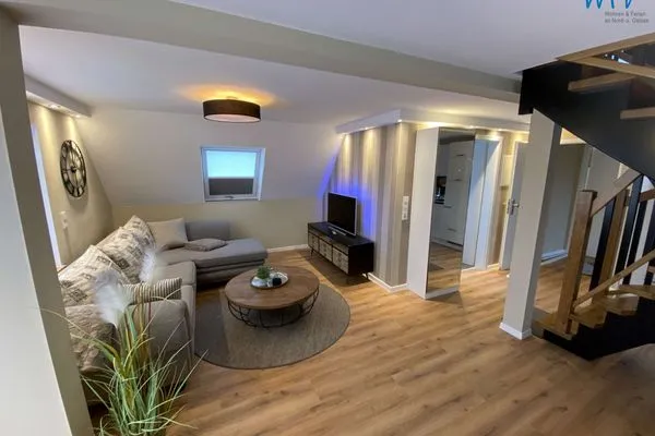 Wohnzimmer Strandhaus Ferienwohnung Backbord