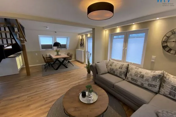 Wohnzimmer Strandhaus Ferienwohnung Backbord