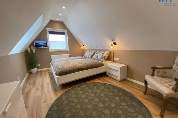 Schlafzimmer Strandhaus Ferienwohnung Backbord