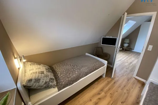 Schlafzimmer Strandhaus Ferienwohnung Backbord