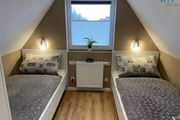 Schlafzimmer Strandhaus Ferienwohnung Backbord