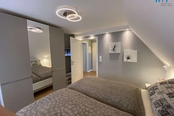 Schlafzimmer Strandhaus Ferienwohnung Steuerbord