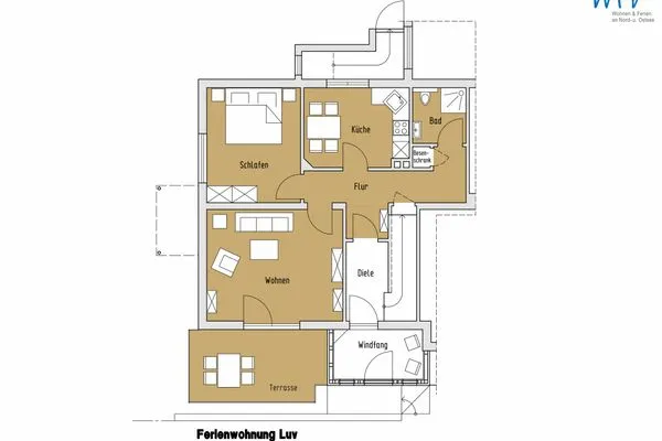 Grundriss Strandhaus Ferienwohnung Luv