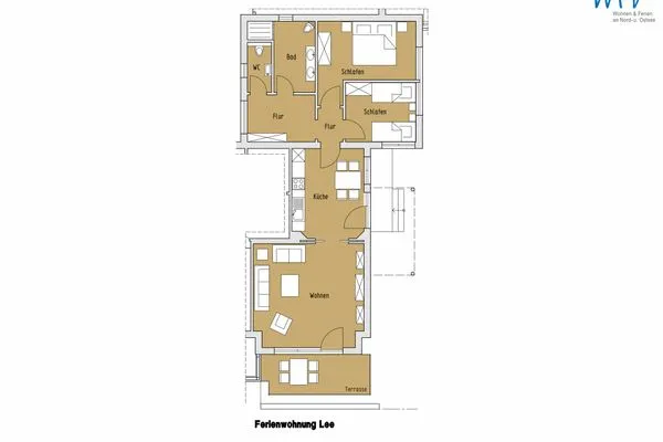 Grundriss Strandhaus Ferienwohnung Lee