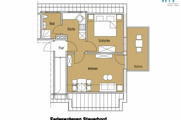 Grundriss Strandhaus Ferienwohnung Steuerbord
