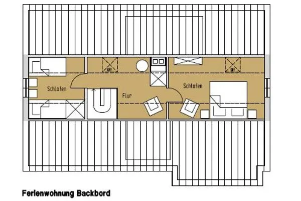 Grundriss 2. Etage Strandhaus Ferienwohnung Backbord