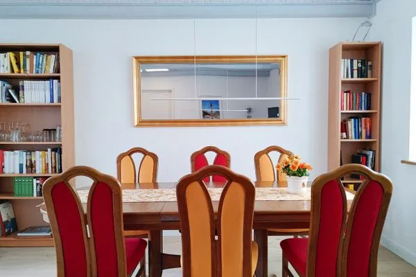 Wohnzimmer Erika's Hüs Ferienwohnung „Blä Waanang"