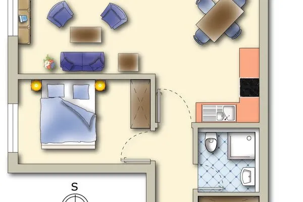 Grundriss Residenz am Strand Wohnung 1-02