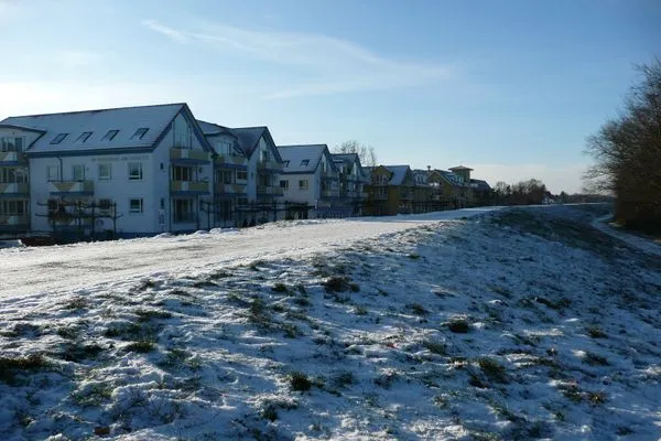 Winterbild von der Deichpromenade Residenz am Strand Wohnung 2-36