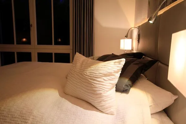 Schlafzimmer mit Doppelbett Logierhaus Friedrich WE 11 - "Strandmuschel"