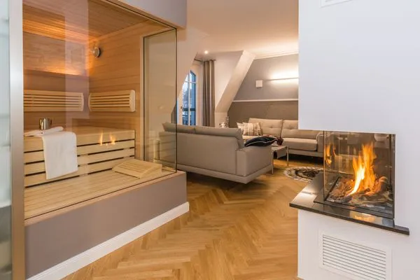 Wohnbereich mit Sauna Logierhaus Friedrich WE 17 - "Seestern"