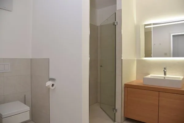 Badezimmer mit Dusche Logierhaus Friedrich WE 19 - "Weststrand"