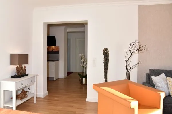 Wohnbereich mit Blick in den Flur Logierhaus Friedrich WE 19 - "Weststrand"