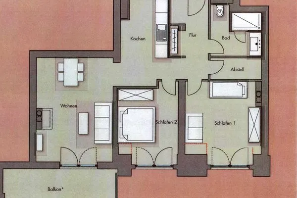 Grundriss Logierhaus Friedrich WE 19 - "Weststrand"