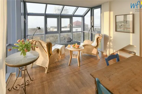 Wintergarten mit Blick auf die Nordsee Haus Dünenblick Ferienwohnung 23