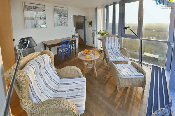 Wintergarten mit Blick auf die Nordsee Haus Dünenblick Ferienwohnung 23