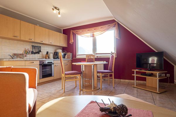 Wohnzimmer mit integrierter Küche
