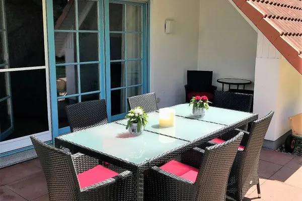 Terrasse Ferienpark Freesenbruch Doppelhaushälfte 11a - Schwalbennest