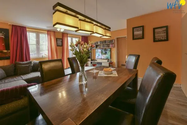 Wohnzimmer Haus Dünenrose Ferienwohnung Klabautermann