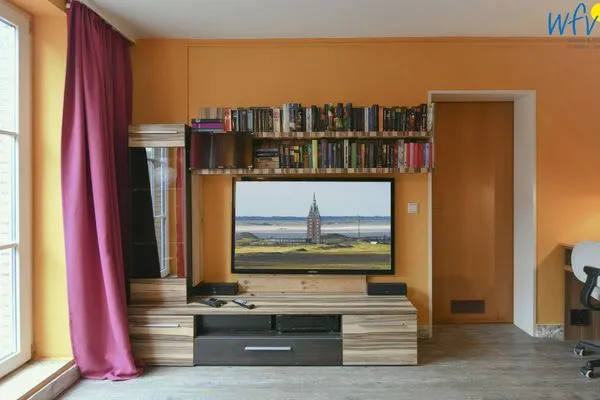 Wohnzimmer Haus Dünenrose Ferienwohnung Klabautermann