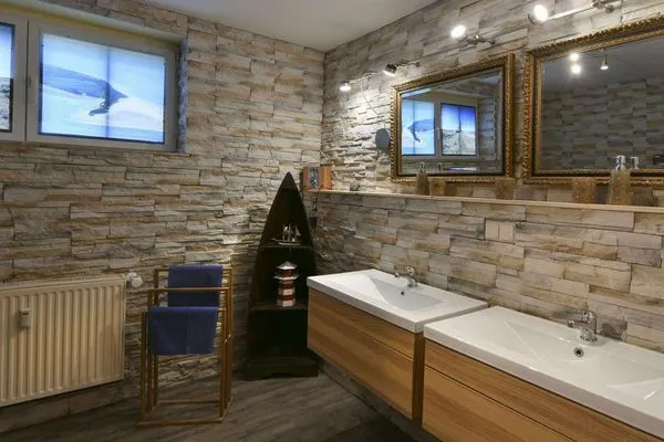 Badezimmer Haus Dünenrose Ferienwohnung Klabautermann