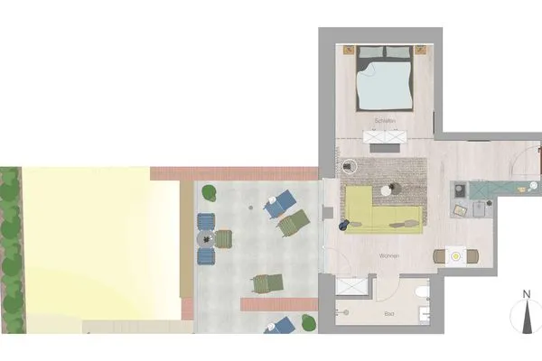 Grundriss Töwerhus Ferienwohnung Möwe
