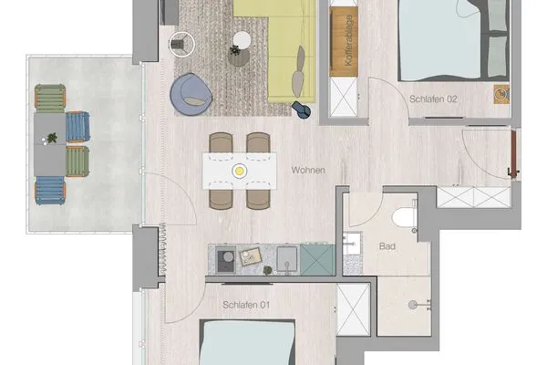 Grundriss Töwerhus Ferienwohnung Memmert