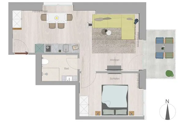 Grundriss Töwerhus Ferienwohnung Muschel