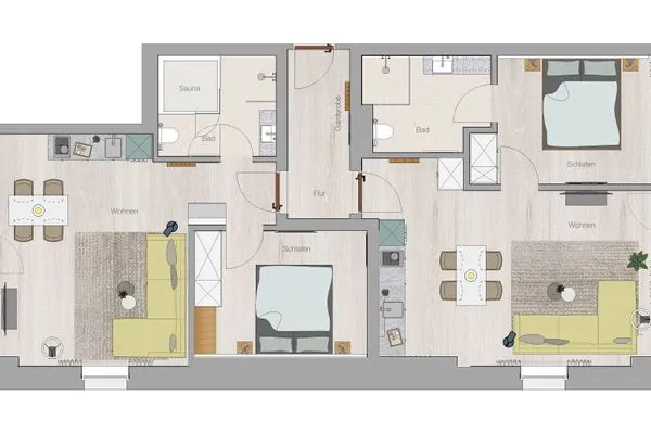 Grundriss Töwerhus Ferienwohnungen Watt + Bill