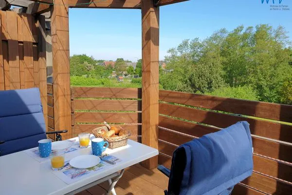 Balkon Ferienhaus Greune-Stee-Weg 103b Ferienwohnung Inselblick