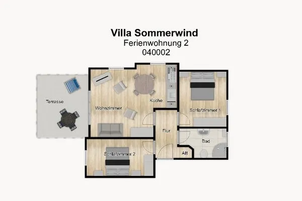Grundriss Villa Sommerwind Ferienwohnung 2
