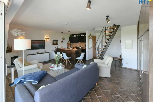 Wohnzimmer Haus Klabautermann Ferienwohnung Karin's Nest