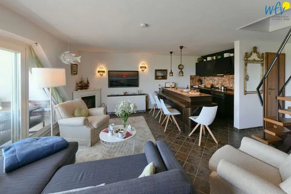 Wohnzimmer Haus Klabautermann Ferienwohnung Karin's Nest