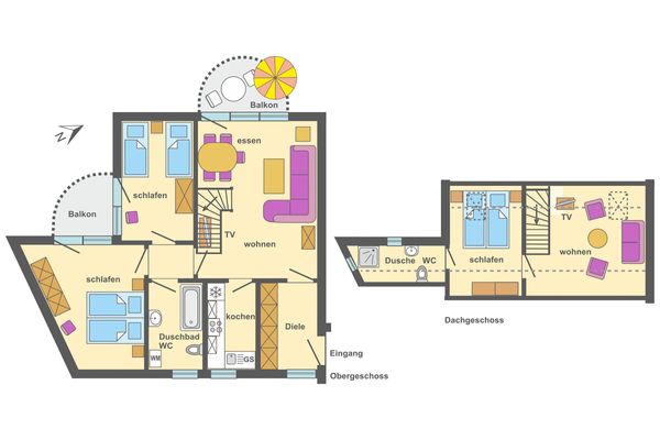 Ferienpark Freesenbruch Wohnung 1.4 -Ferienzeit Ostseeheilbad Zingst - Grundriss